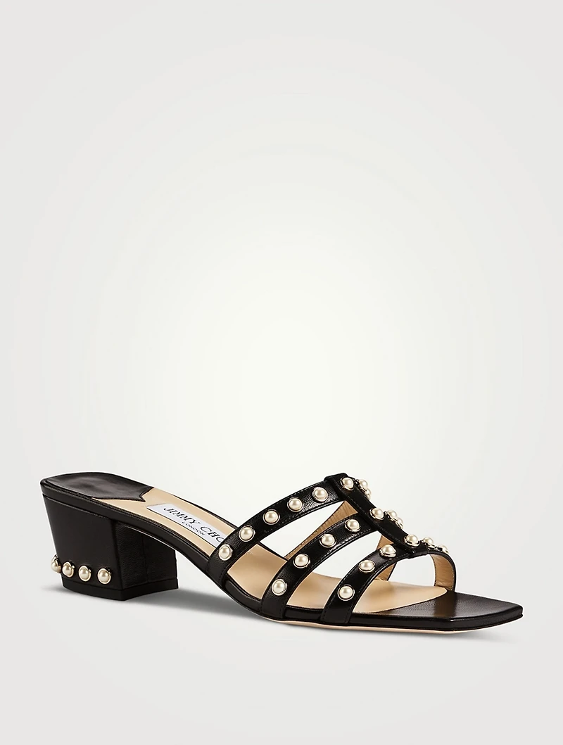 Hazal 45 Leather Mules With Pearls