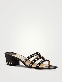 Hazal 45 Leather Mules With Pearls