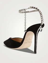 Saeda Suede Pumps With Crystal Ankle Strap