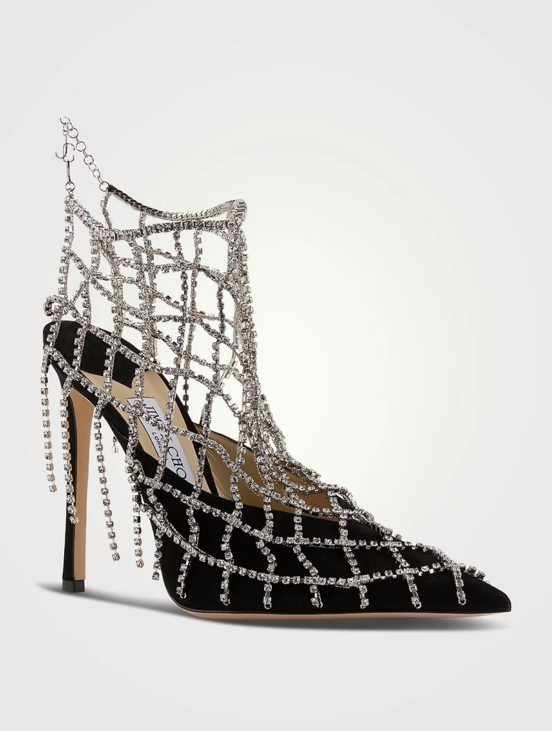 Scotty Suede Pumps With Crystal Chains