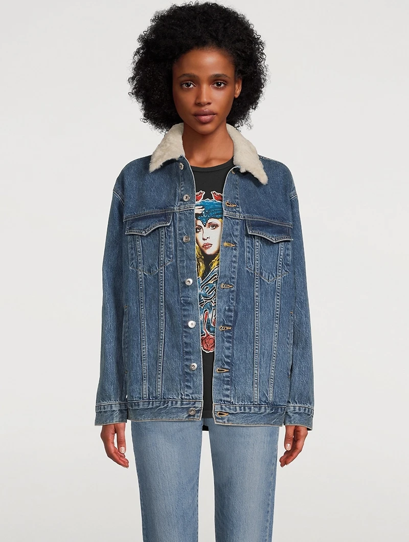 Stranger Denim Jacket With Shearling Collar