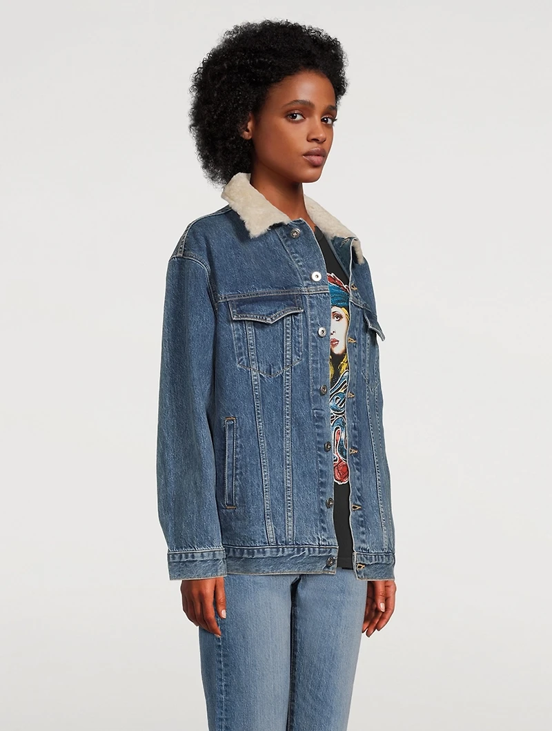 Stranger Denim Jacket With Shearling Collar