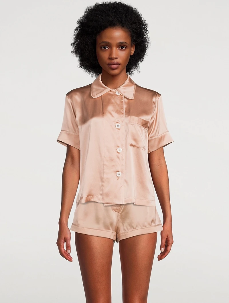Shelby Silk Short-Sleeve Pajama Top