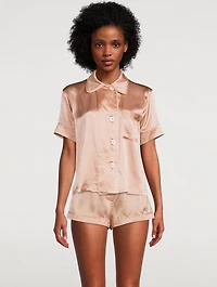 Shelby Silk Short-Sleeve Pajama Top