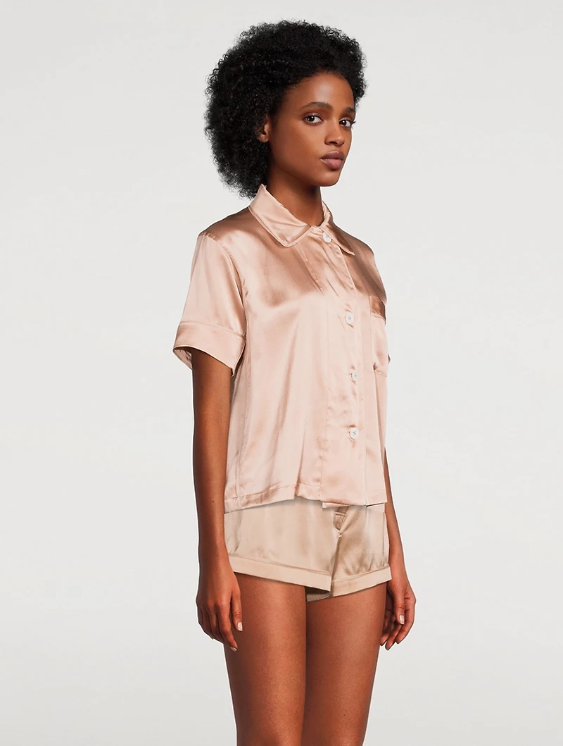 Shelby Silk Short-Sleeve Pajama Top
