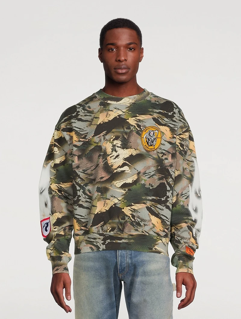Cotton Sweatshirt Camo Print