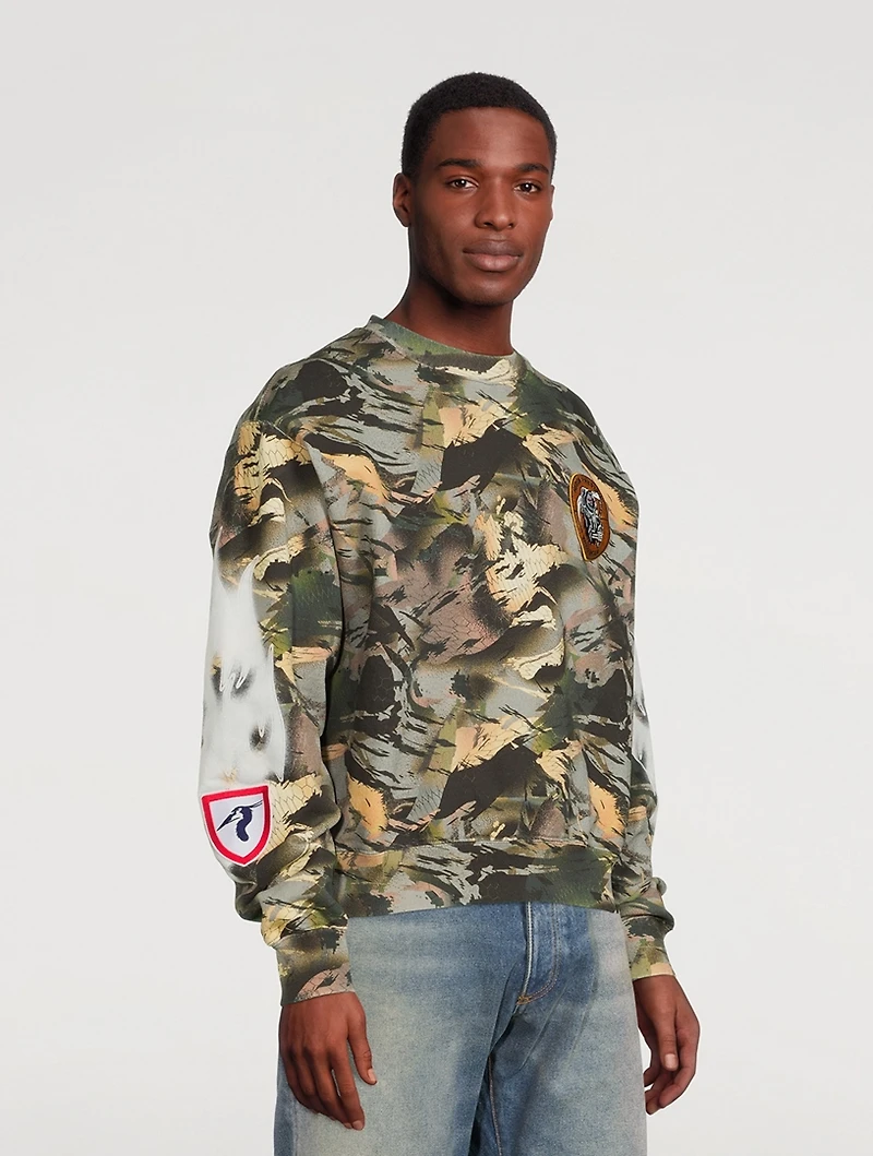 Cotton Sweatshirt Camo Print