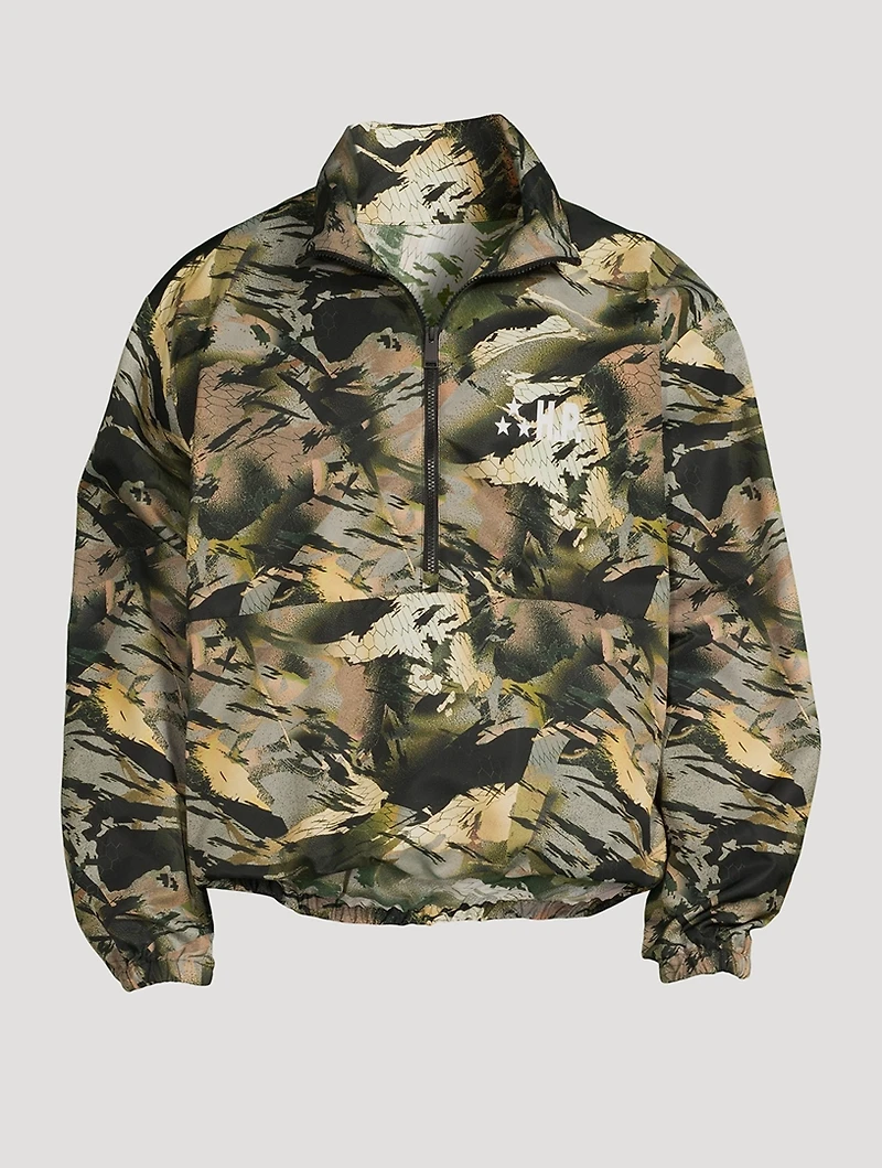 Nylon Pullover Windbreaker Jacket Camo Print