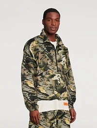 Nylon Pullover Windbreaker Jacket Camo Print