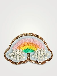 Glitter & Chenille Rainbow Patch With Pearls