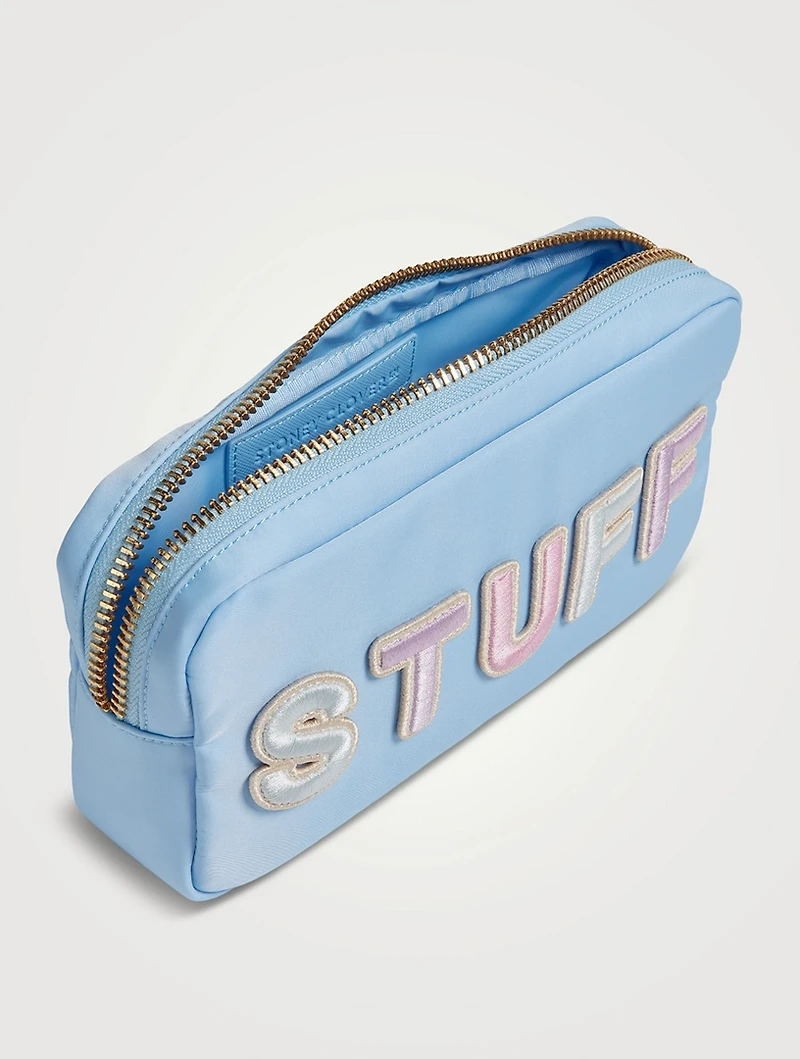 Small Nylon Pouch With Stuff Lettering