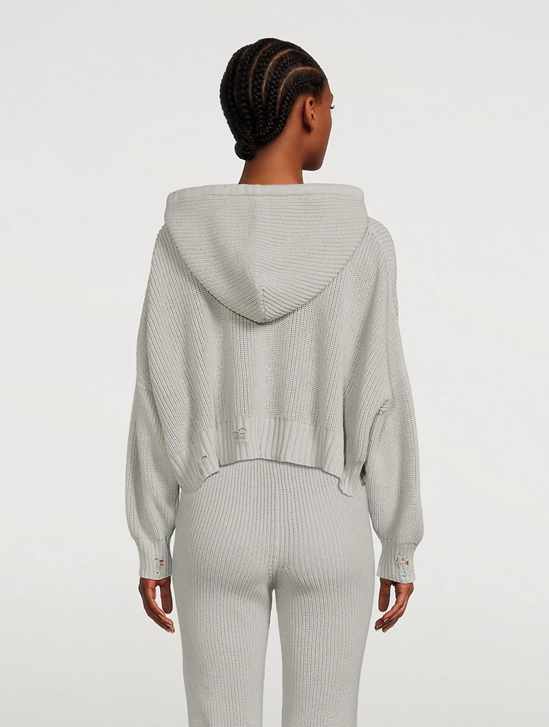 Oversized Rib-Knit Hoodie