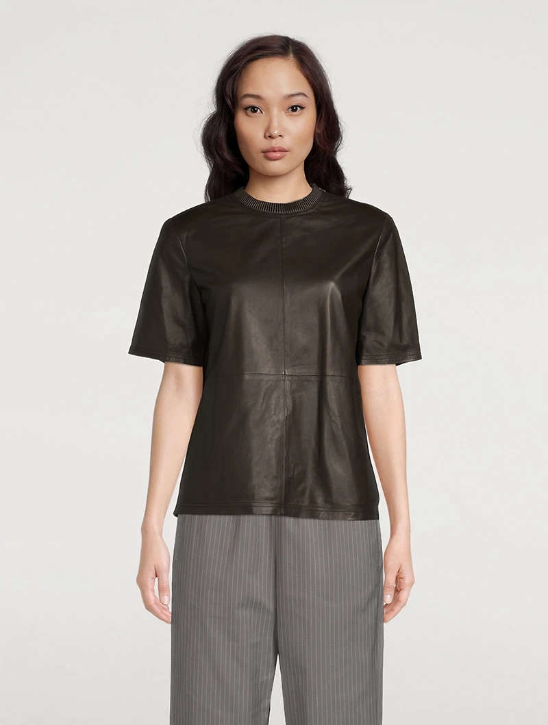Strong Shoulder Leather T-Shirt