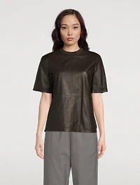 Strong Shoulder Leather T-Shirt