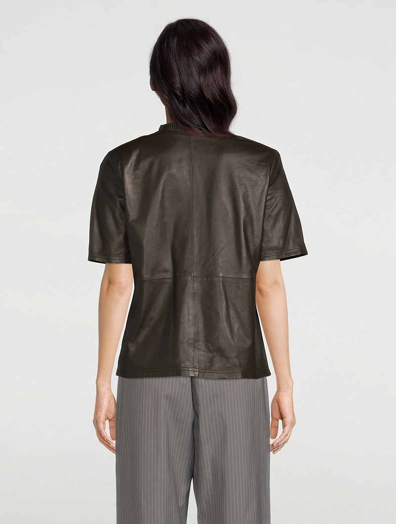 Strong Shoulder Leather T-Shirt