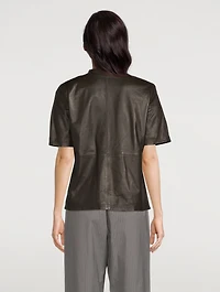Strong Shoulder Leather T-Shirt