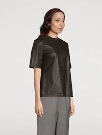 Strong Shoulder Leather T-Shirt