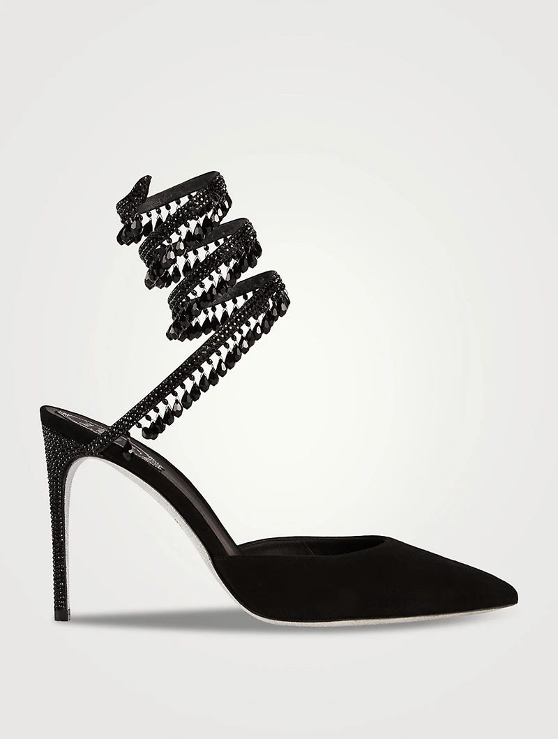 Cleo Crystal Suede Stiletto Pumps