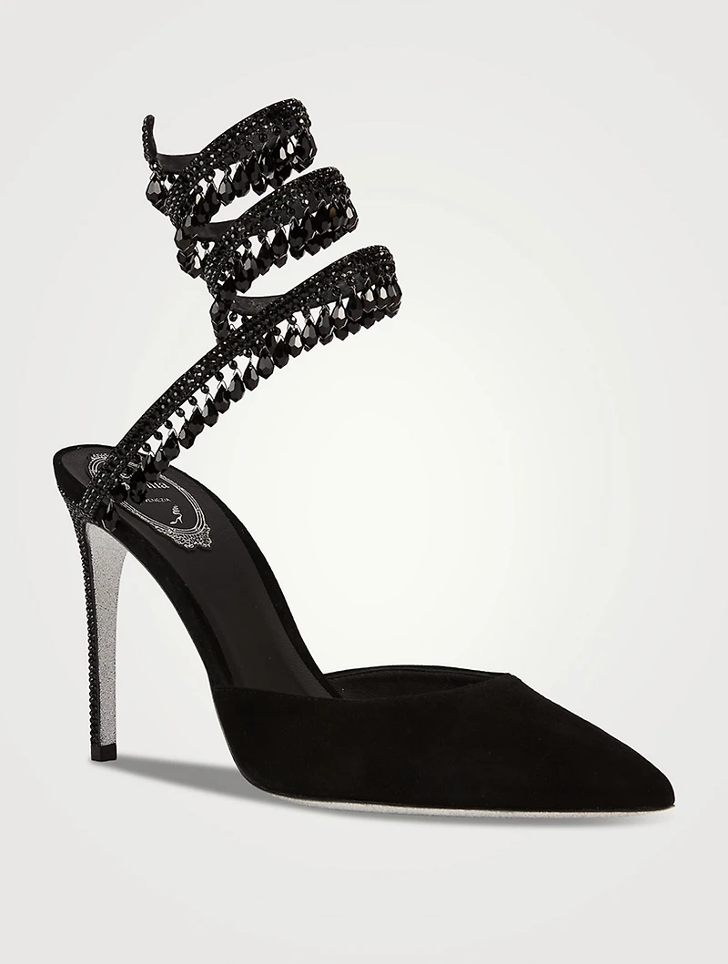 Cleo Crystal Suede Stiletto Pumps