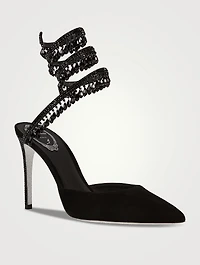 Cleo Crystal Suede Stiletto Pumps