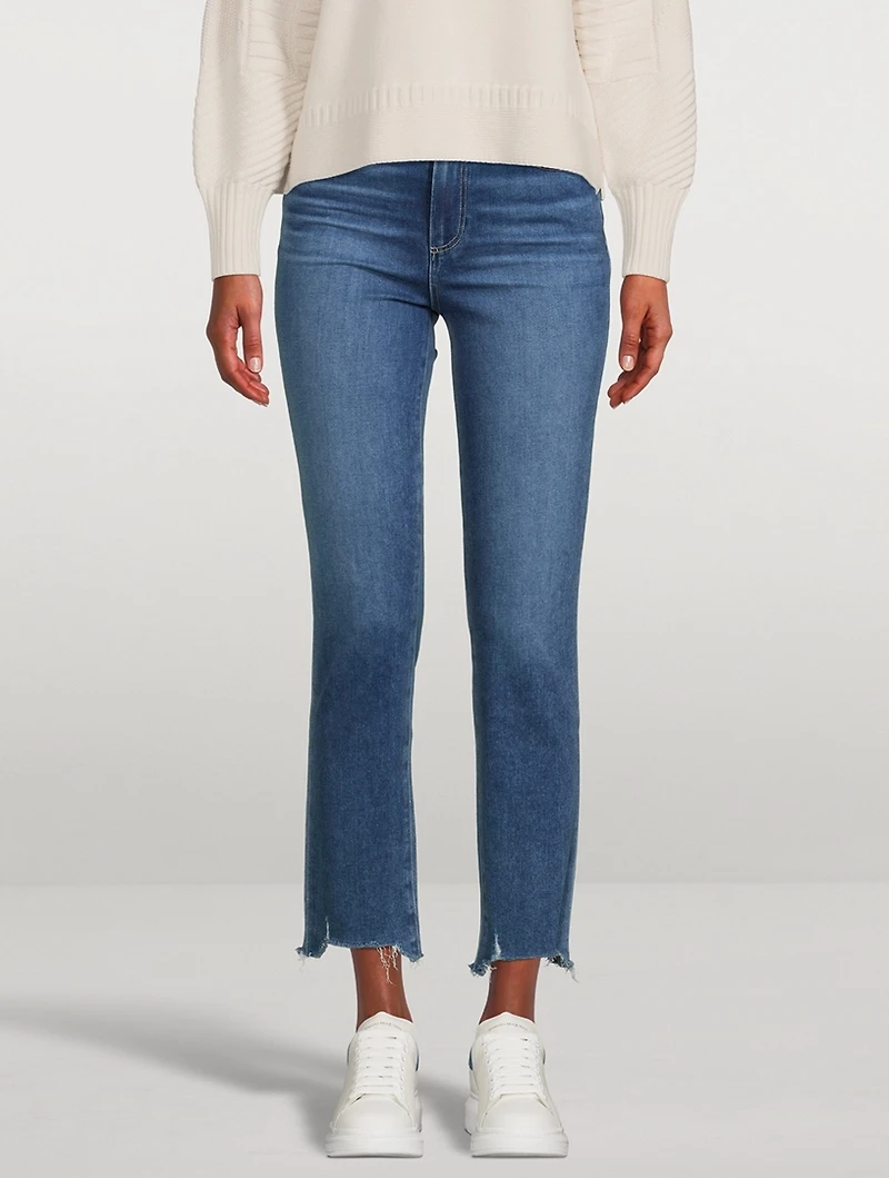 Cindy Destroyed-Hem Straight-Leg Jeans