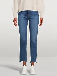 Cindy Destroyed-Hem Straight-Leg Jeans
