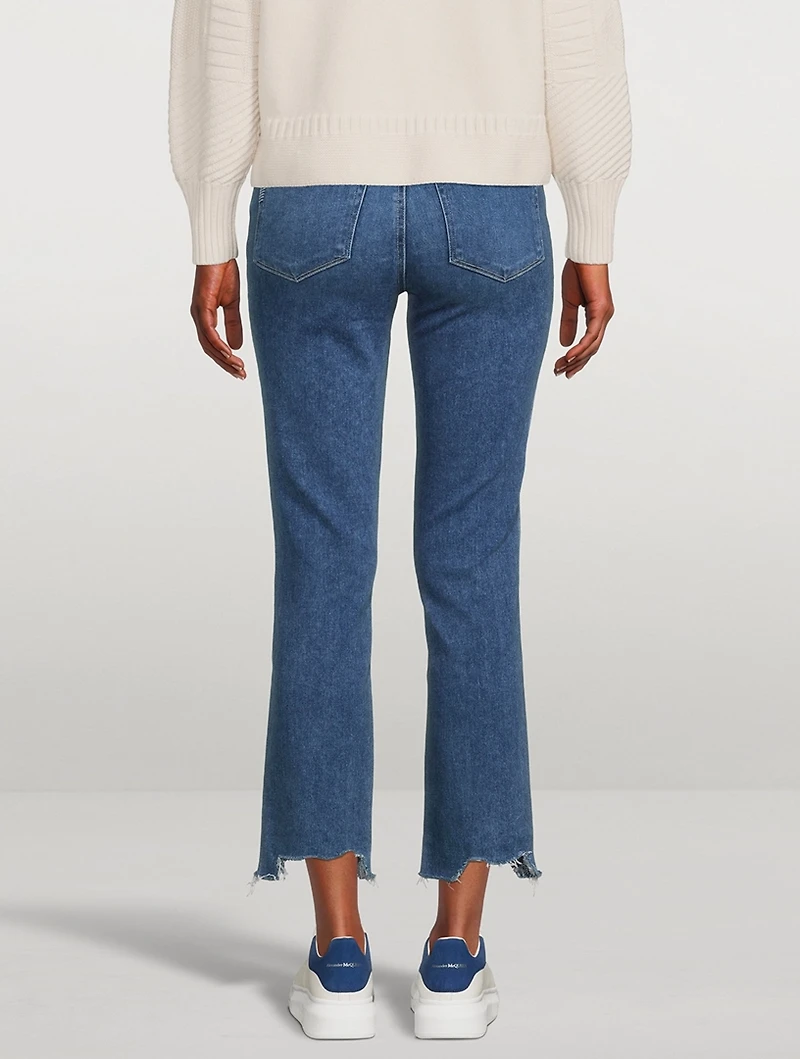 Cindy Destroyed-Hem Straight-Leg Jeans