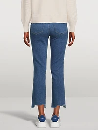 Cindy Destroyed-Hem Straight-Leg Jeans