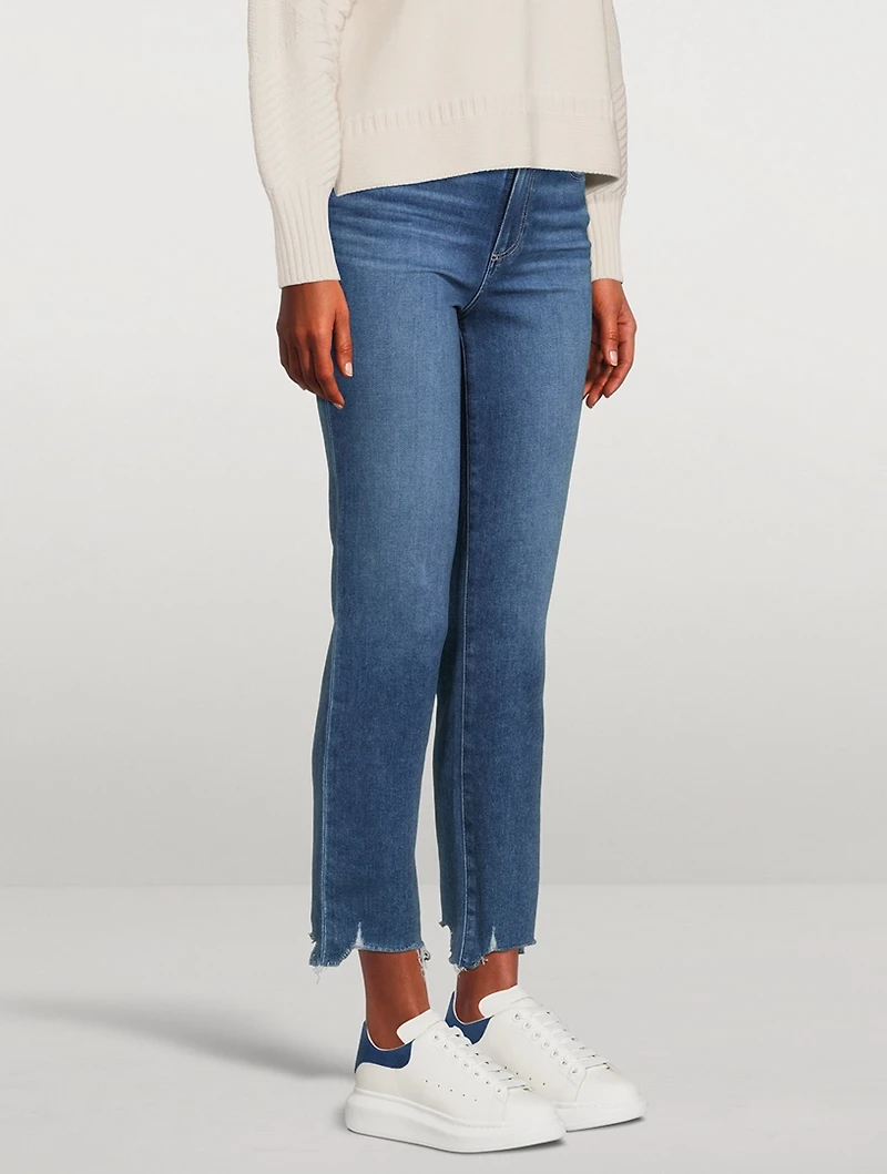 Cindy Destroyed-Hem Straight-Leg Jeans