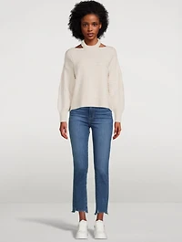 Cindy Destroyed-Hem Straight-Leg Jeans