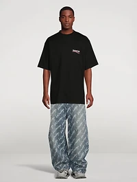 Soft Denim Oversized Jeans Logo Print