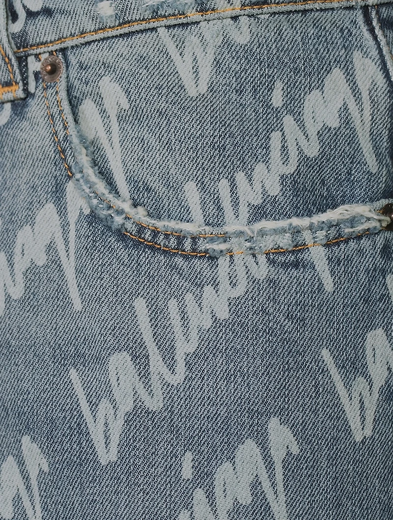 Soft Denim Oversized Jeans Logo Print