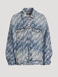 Oversized Denim Jacket Logo Print