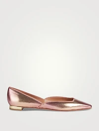 Maia Snakeskin-Embossed Metallic Leather Flats