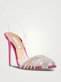 Gatsby PVC And Satin Slingback Pumps With Crystals