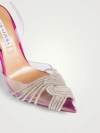 Gatsby PVC And Satin Slingback Pumps With Crystals