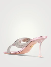Gatsby Metallic Leather Mules With Crystals