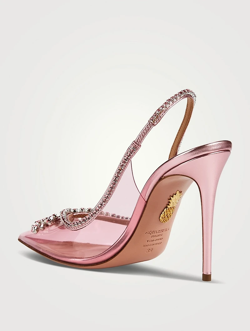 Seduction PVC Slingback Pumps With Crystals