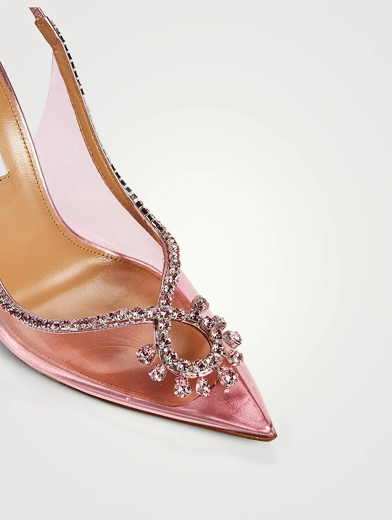 Seduction PVC Slingback Pumps With Crystals