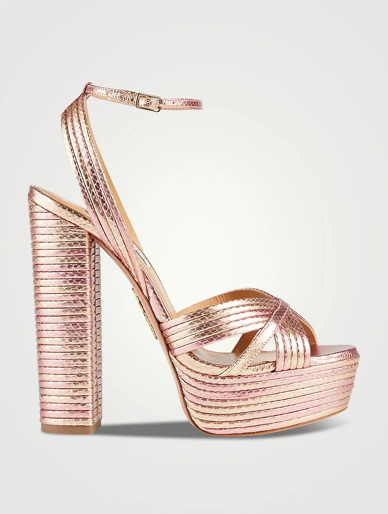 Sundance Plateau Metallic Leather Sandals