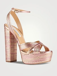 Sundance Plateau Metallic Leather Sandals