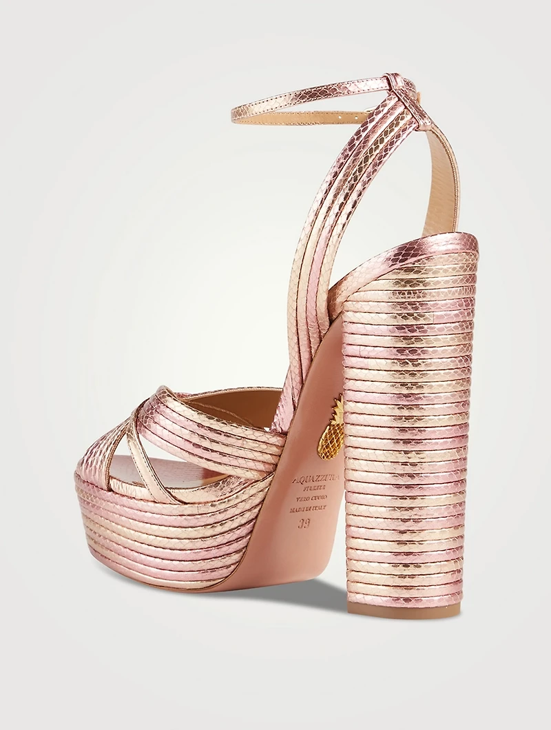Sundance Plateau Metallic Leather Sandals