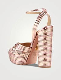 Sundance Plateau Metallic Leather Sandals