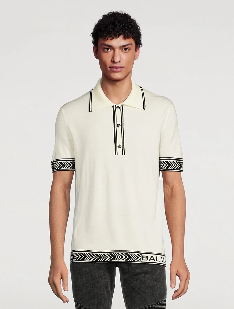 Wool Short-Sleeve Polo Shirt