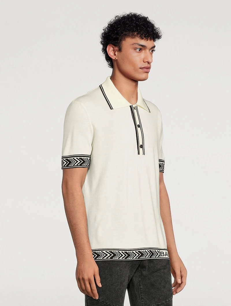 Wool Short-Sleeve Polo Shirt