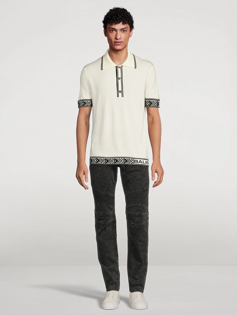 Wool Short-Sleeve Polo Shirt