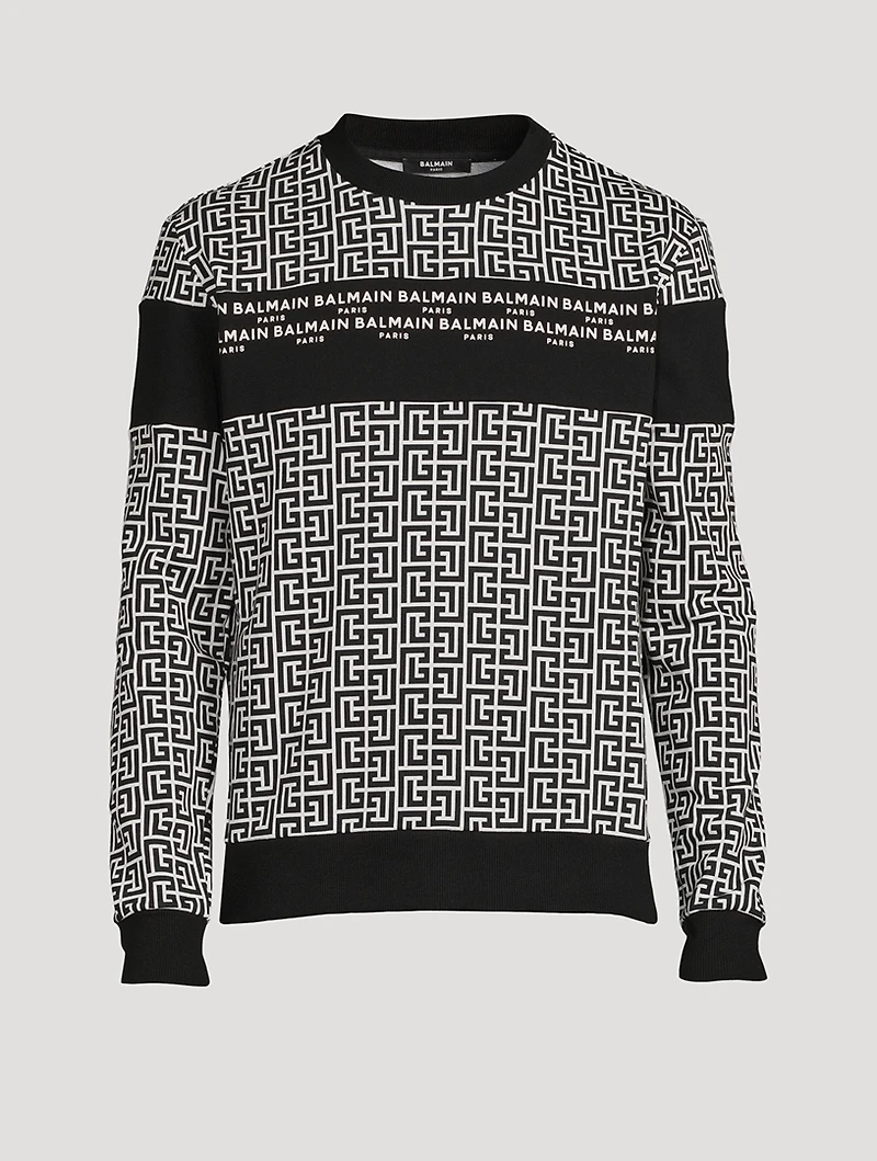 Cotton Sweatshirt Monogram Logo Print
