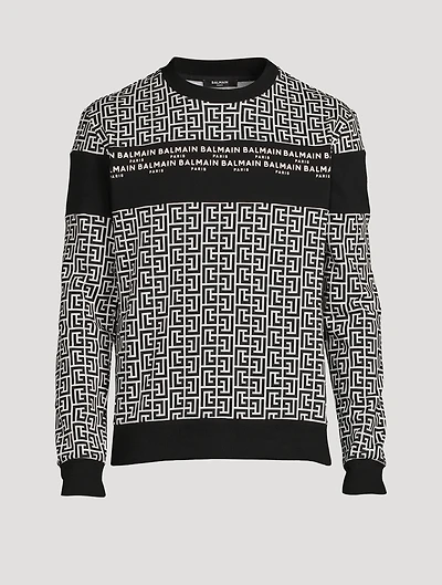 Cotton Sweatshirt Monogram Logo Print