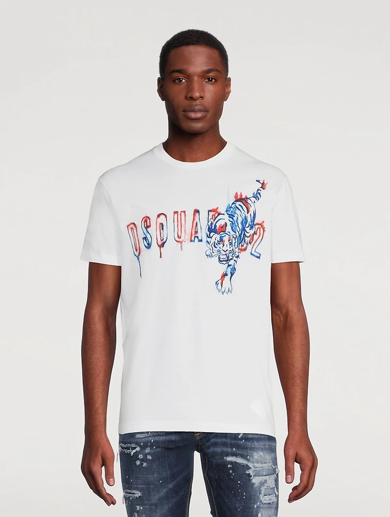 Tiger Doodle Cotton T-Shirt