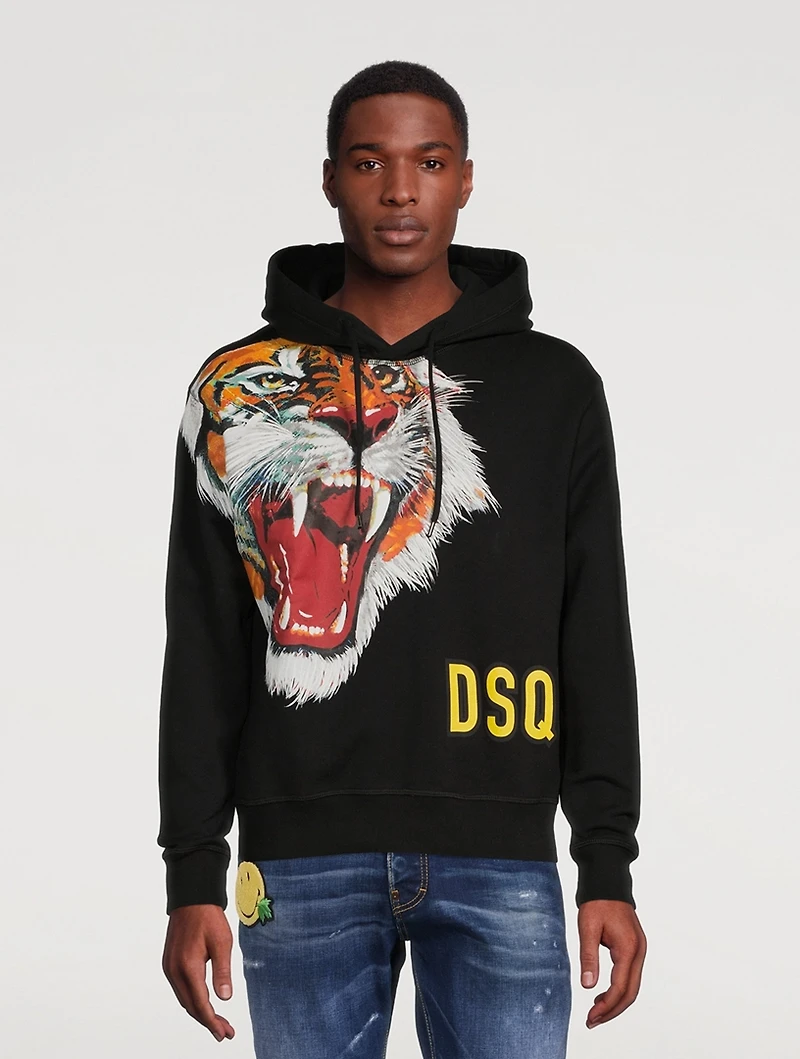 Tiger Face Cotton Hoodie